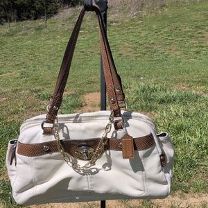 Coach Penelope White With  Crocodile Tan Shoulder Bag